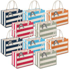 10 Pcs Canvas Tote Bags Bulk for Women Canvas 17 X 12 X 8 Inch Waterproof Stripe Sandproof Large Beach Tote Bags with Handle for Wedding Bridesmaid Birthday Summer
