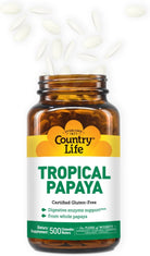 Country Life - Natural Tropical Papaya Enzyme - 500 Chewable Wafers