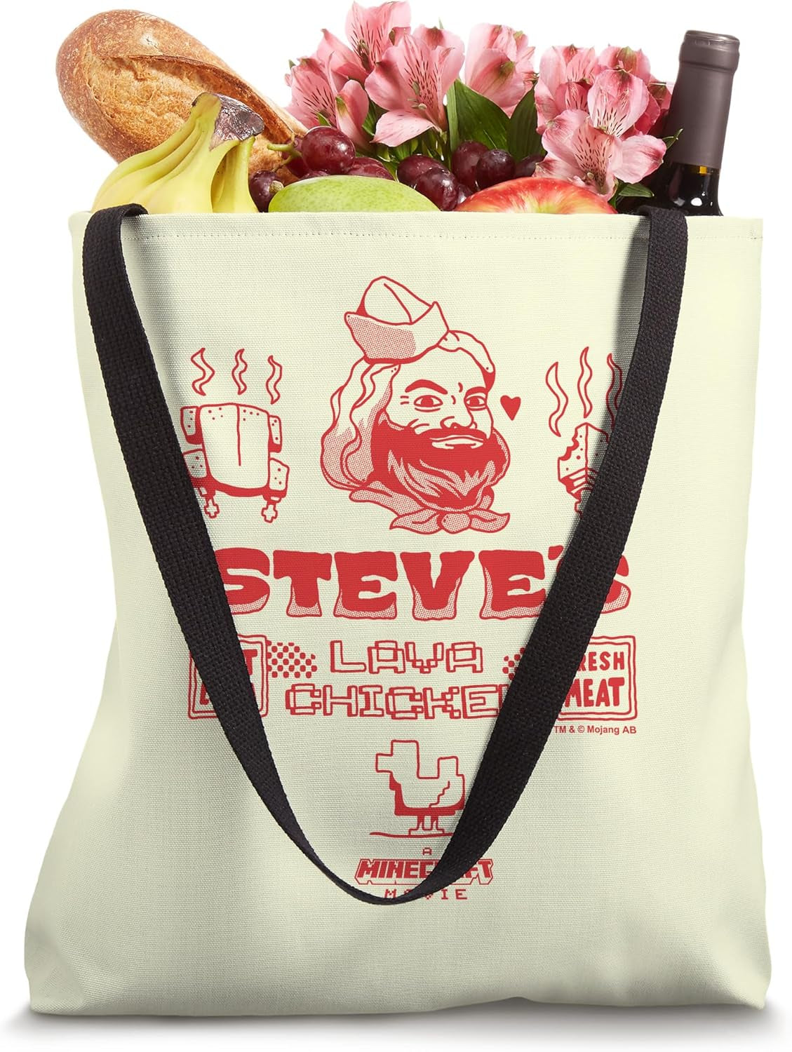 A Minecraft Movie Steve'S Lava Chicken Restaurant Logo Tote Bag