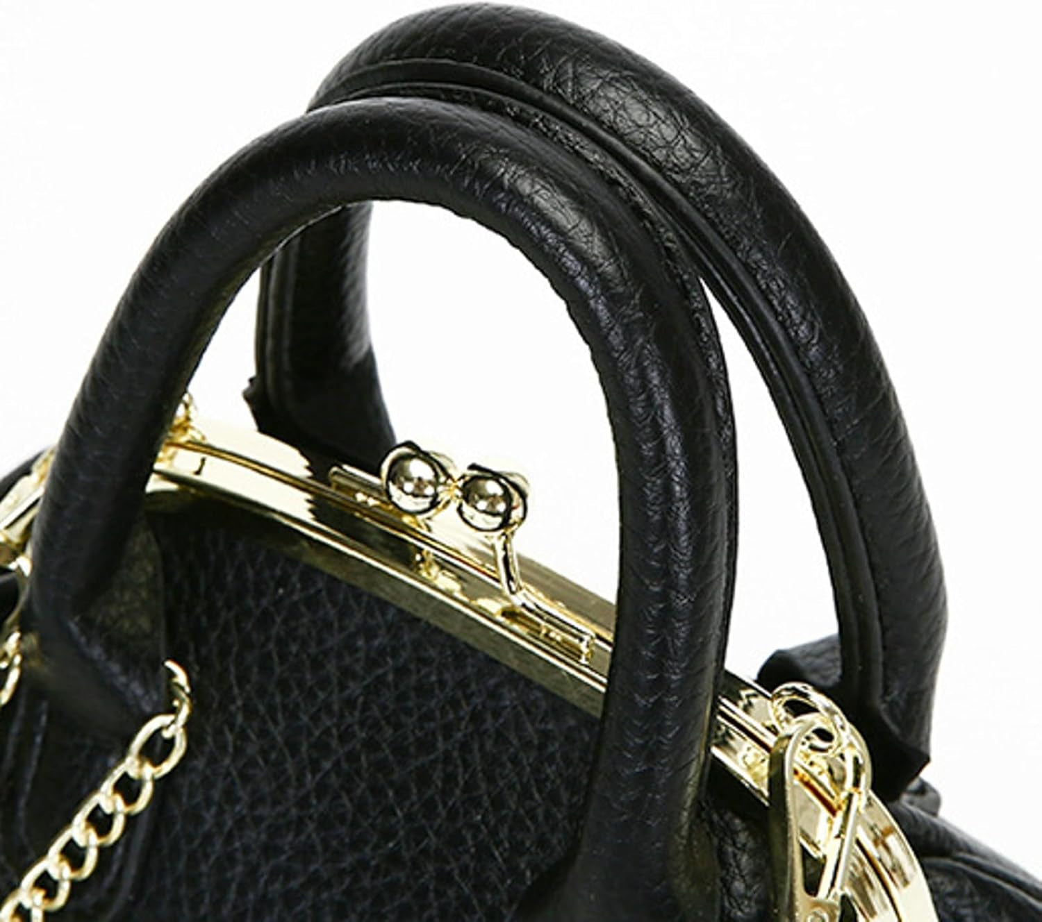 Mini Kiss Lock PU Leather Satchel Style Handbag Women Small Shoulder Crossbody Purse Commuter Tote Top Handle Everyday