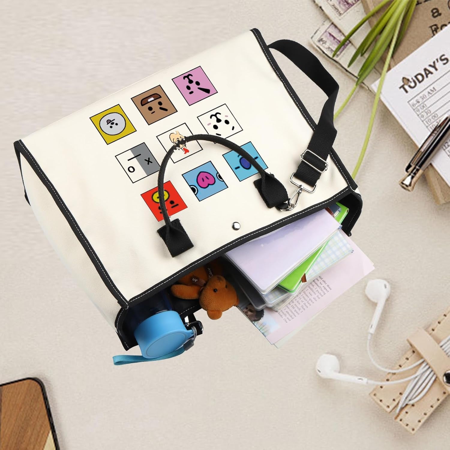 Korean Characters Tote Bag Army Boys Gift Purple Whale Tote Korean Inspired Shoulder Bag Army Members Fans Merch