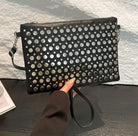 Y2K Crescent Crossbody Purse Women 90S PU Leather Trendy Studded Shoulder Satchels Hobo Bags Punk Underarm Tote Handbag