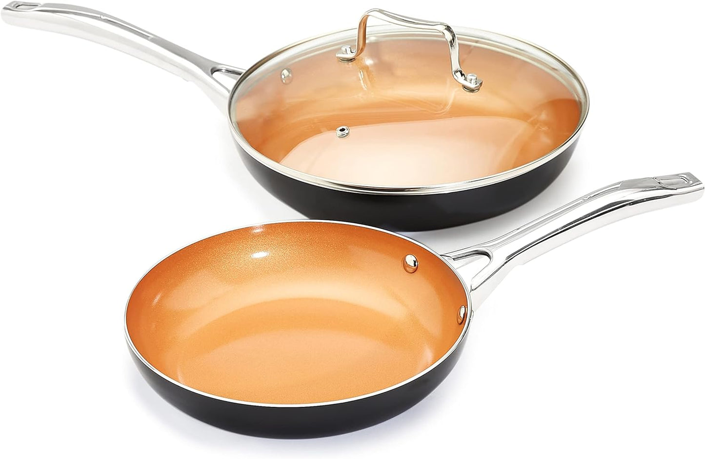 Amazon Basics Ceramic Nonstick Pots and Pans Cookware Set, 10-Piece Set- Copper Color