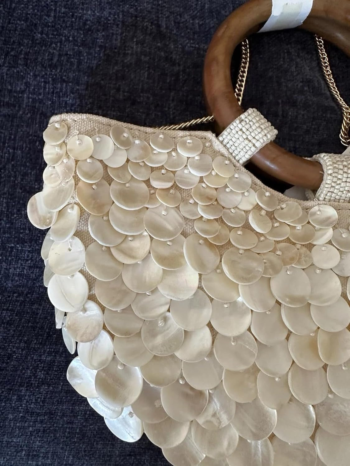 Summer Shell Purse Pearl Beaded Bag Sequin Clutch Purses for Women Handmade Evening Bag for Beach Wedding Party Vacation