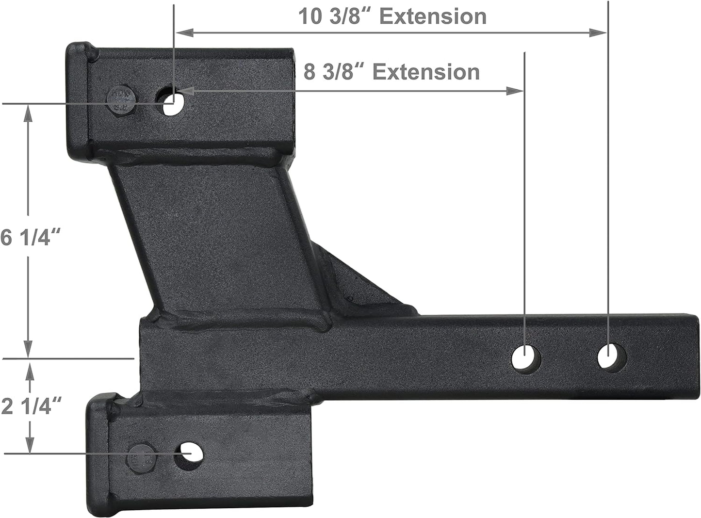 TOPTOW 64089 Trailer Dual Hitch Extender Adapter with 50.8 Mm & 152 Mm Riser/Dro