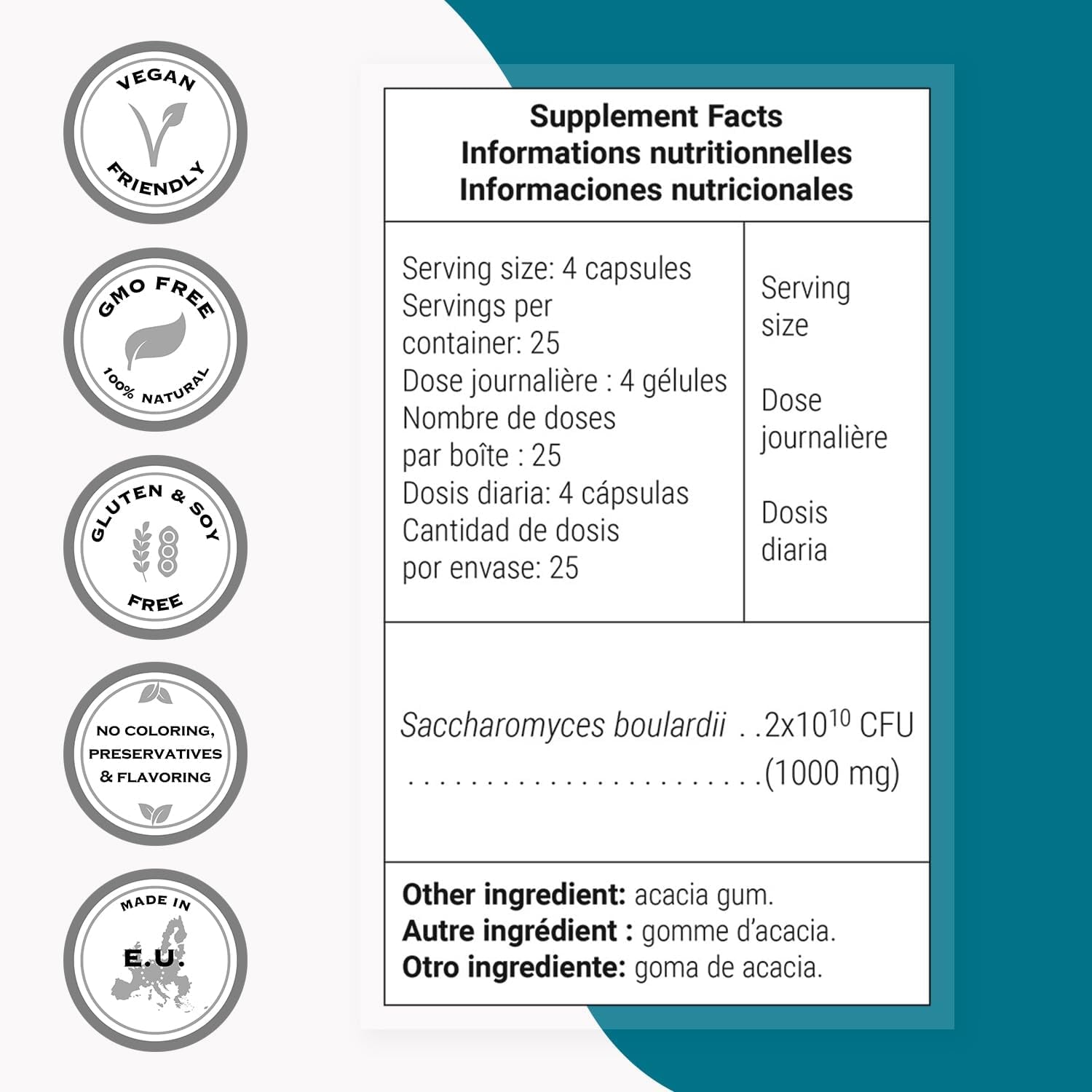 Supersmart - Saccharomyces Boulardii 20 Billion CFU per Day (High Strength) - Probiotic Supplement | Non-Gmo & Gluten Free - 100 Delayed Release Capsules