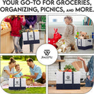 2Pack Collapsible Tote Bags | Large Reusable Grocery Bag | Heavy Duty Shopping Bag with Handles for Food and Storage