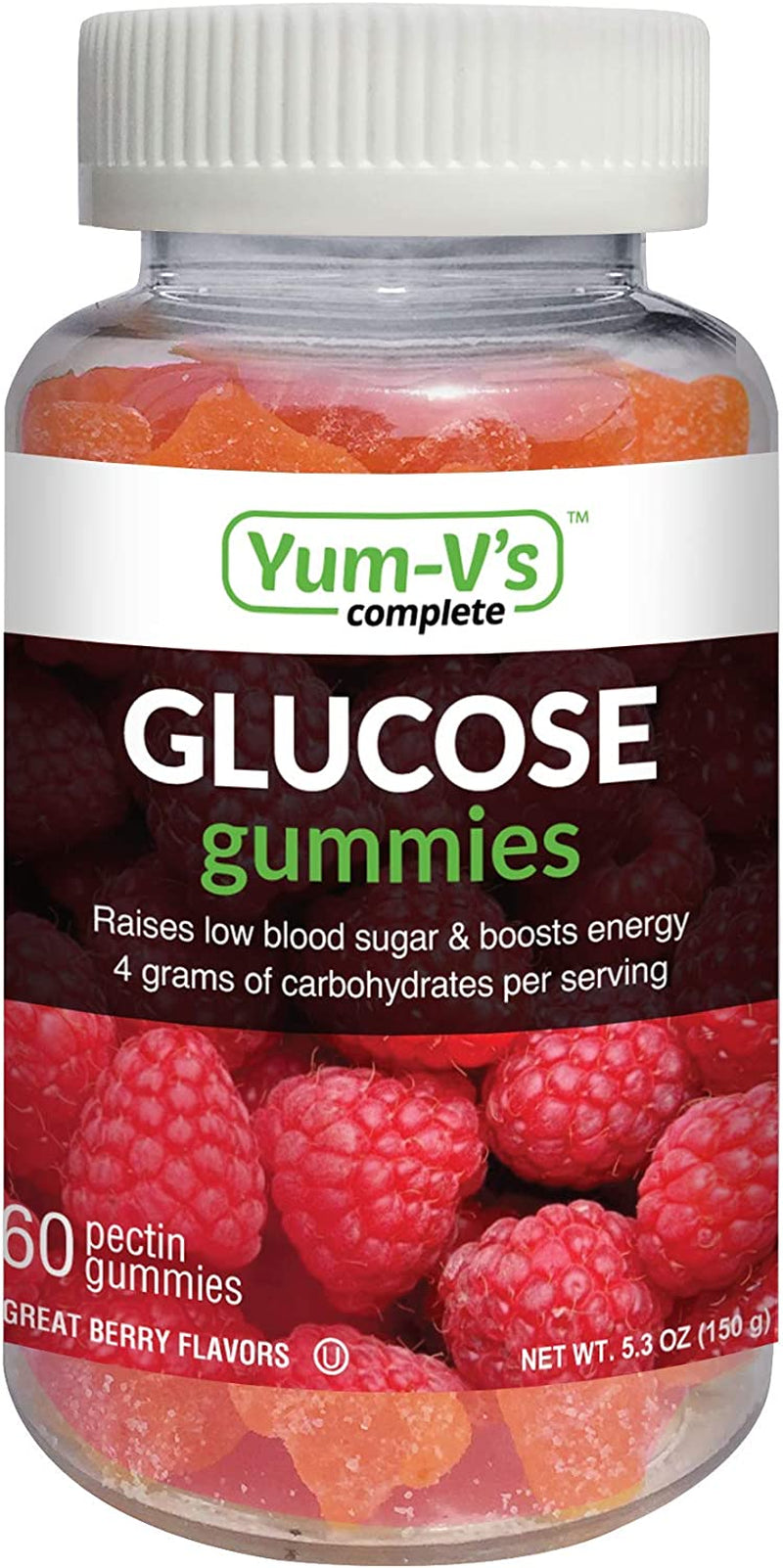 Yumvs Complete Glucose Gummies, Raspberry Flavor, (60 Ct); Chewable Nutritional Supplement for Men and Women, Vegan, Gluten Free, Kosher, Halal …