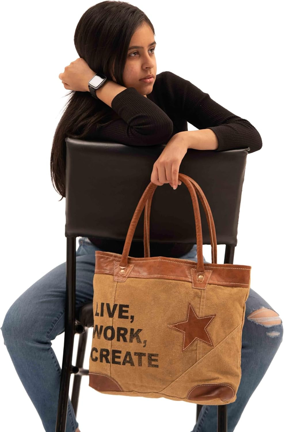 Upcycled Large Canvas Shoulder Bag or Canvas Tote Boho Handbag for Women