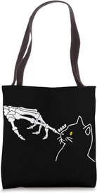 Black Cat Lover Skeleton Hand Boop Funny Halloween Cat Mom Tote Bag