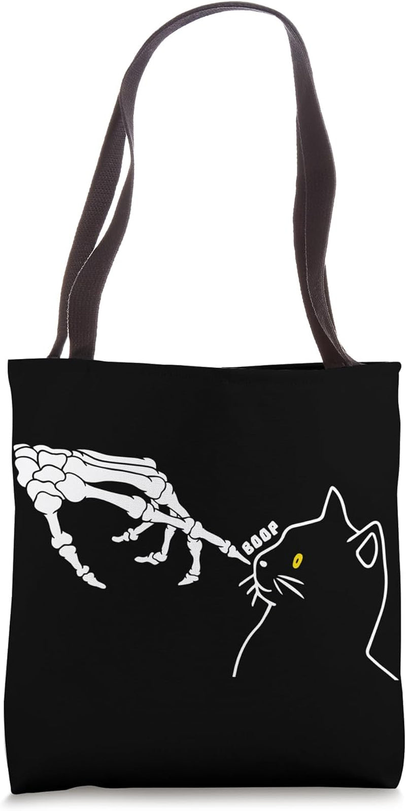 Black Cat Lover Skeleton Hand Boop Funny Halloween Cat Mom Tote Bag