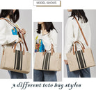 Wegang Canvas Tote Bag, Women’S Crossbody Shoulder Bag, Large Woven Handbag, Straw Tote Hand Bags Casual Bag Foldaway Style for Shopping Working Travel Beach