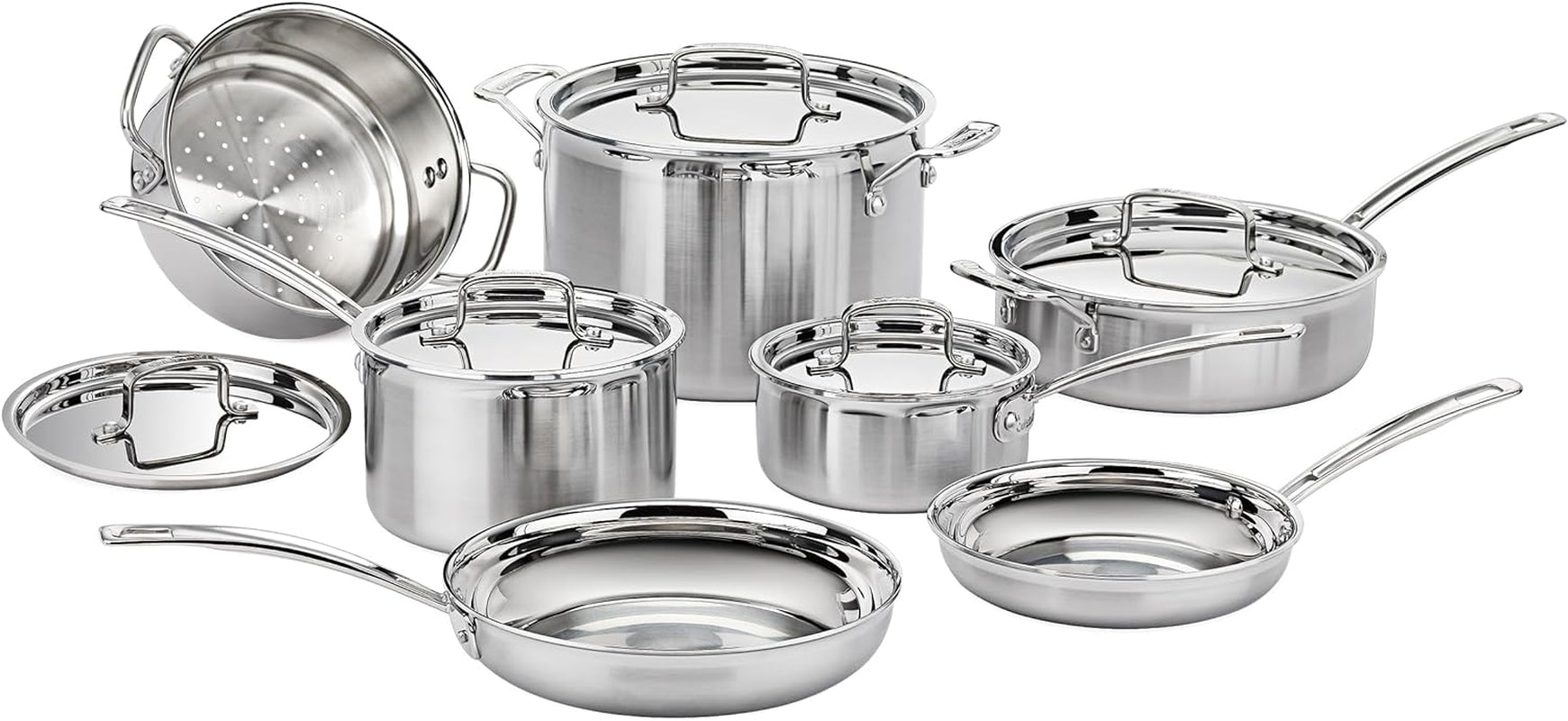 Cuisinart 12 Piece Cookware Set, Multiclad Pro Triple Ply, Silver, MCP-12N