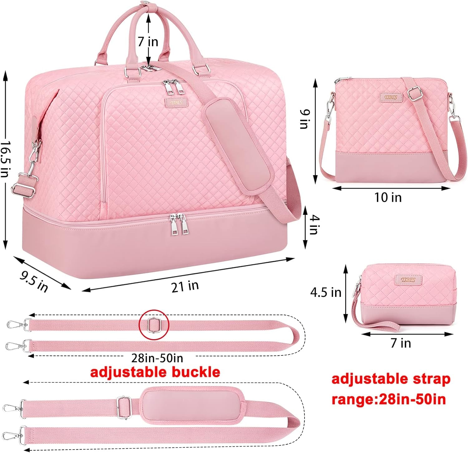 Travel Weekender Bag for Women, Overnight Bag with Shoe Compartment, Oversized Travel Duffel Bag Carry on Tote with Trolley Sleeve 21" for Weekend Travel Business Trip