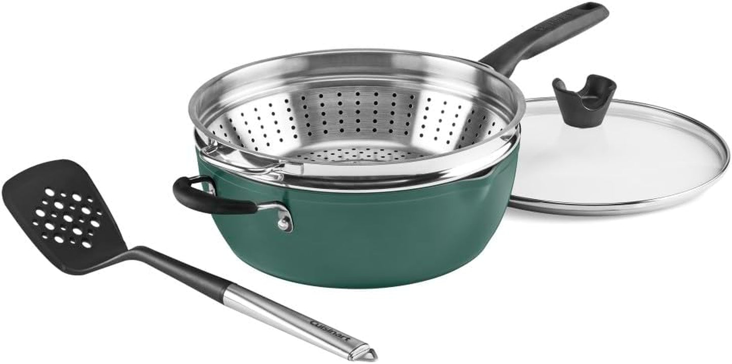 Cuisinart Preferred Pan 4-Pc Set - Sensible Sage Green (4.5 Qt. Multi-Purpose Pan W/Cover, Steamer, Slotted Turner)