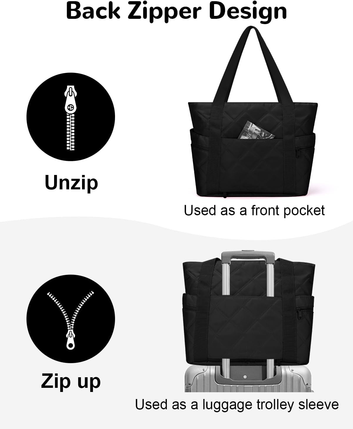 16L Small Tote Bag for Women, 14" Laptop Work Bag, Puffer Handbags Carry on Bags for Beach Commute