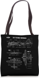 American WW2 Aircraft B-17 Flying Fortress Blueprint Tote Bag