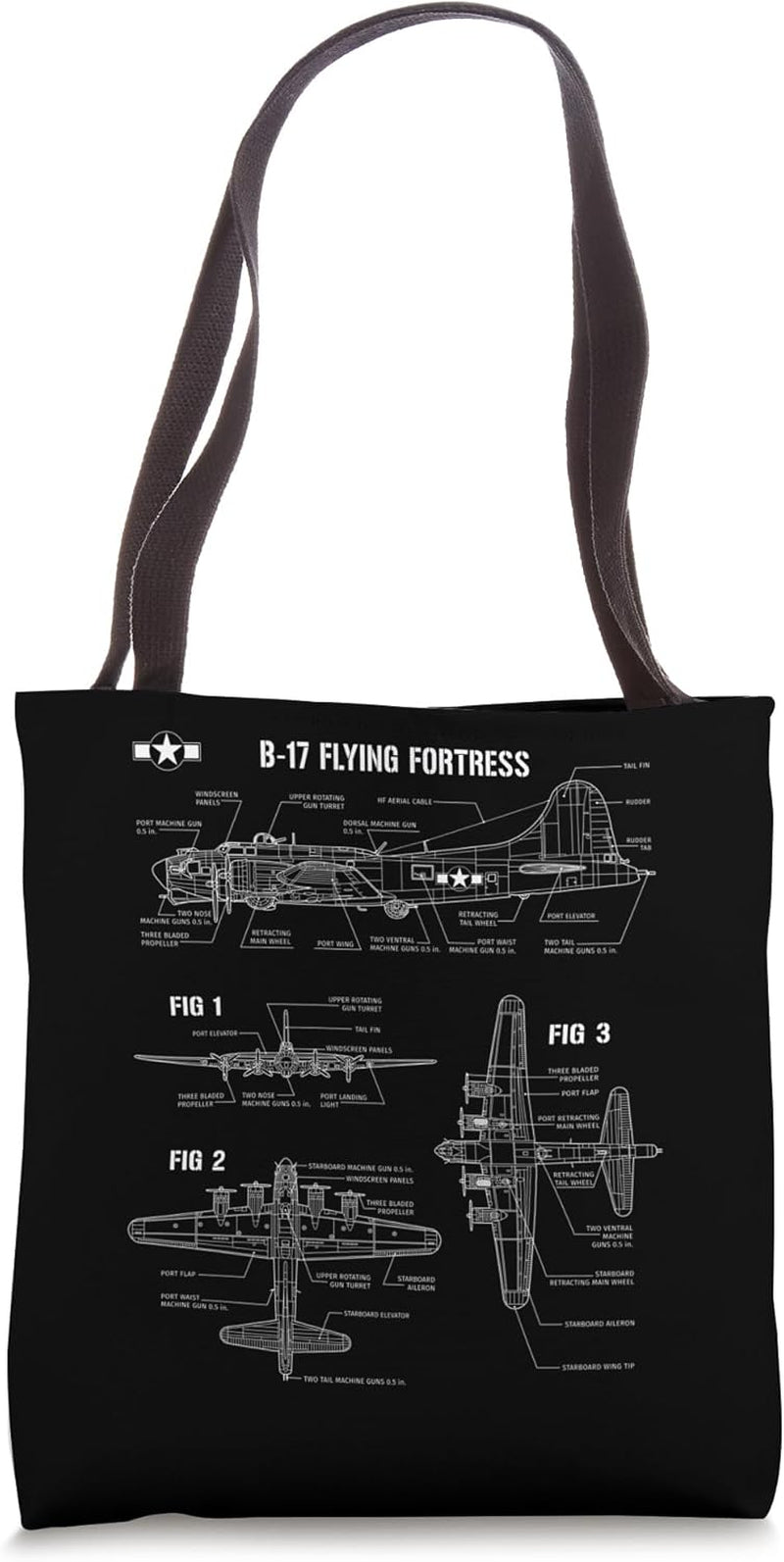 American WW2 Aircraft B-17 Flying Fortress Blueprint Tote Bag