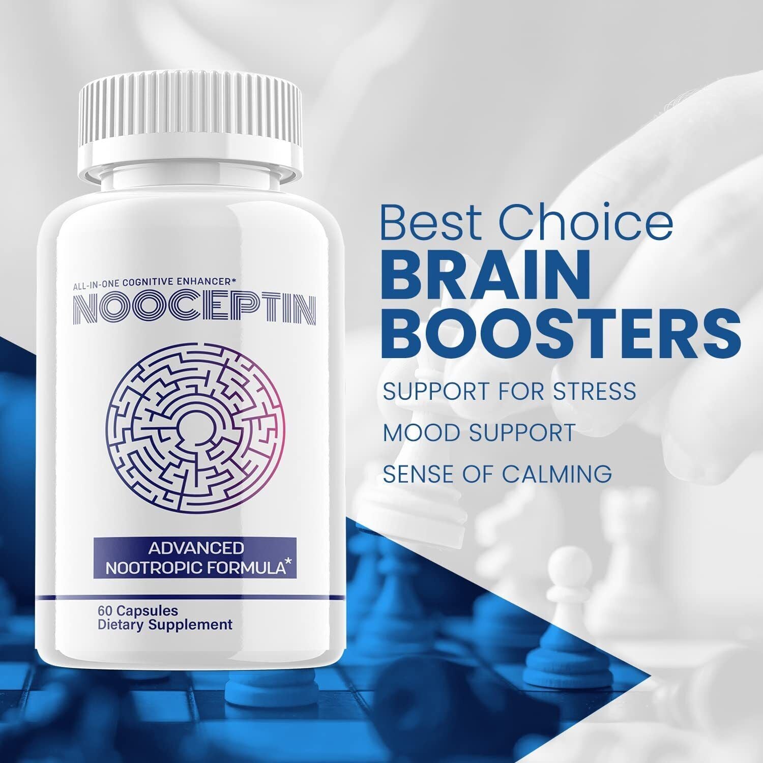 (1 Pack) Nooceptin Nootropic Supplement - Brain Productivity Support - 60 Caps