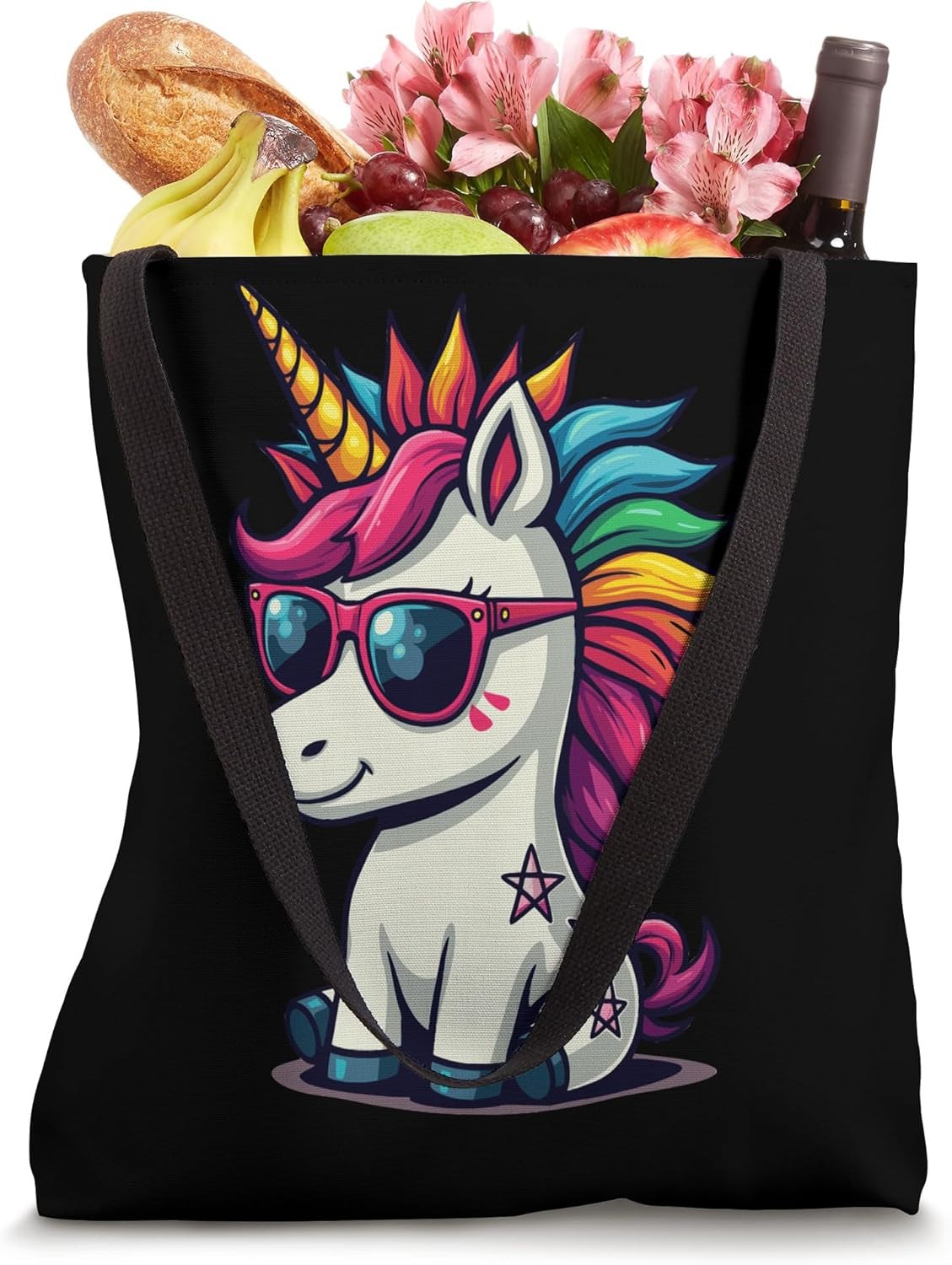 Unicorn with Rainbow Mohawk Tote Bag