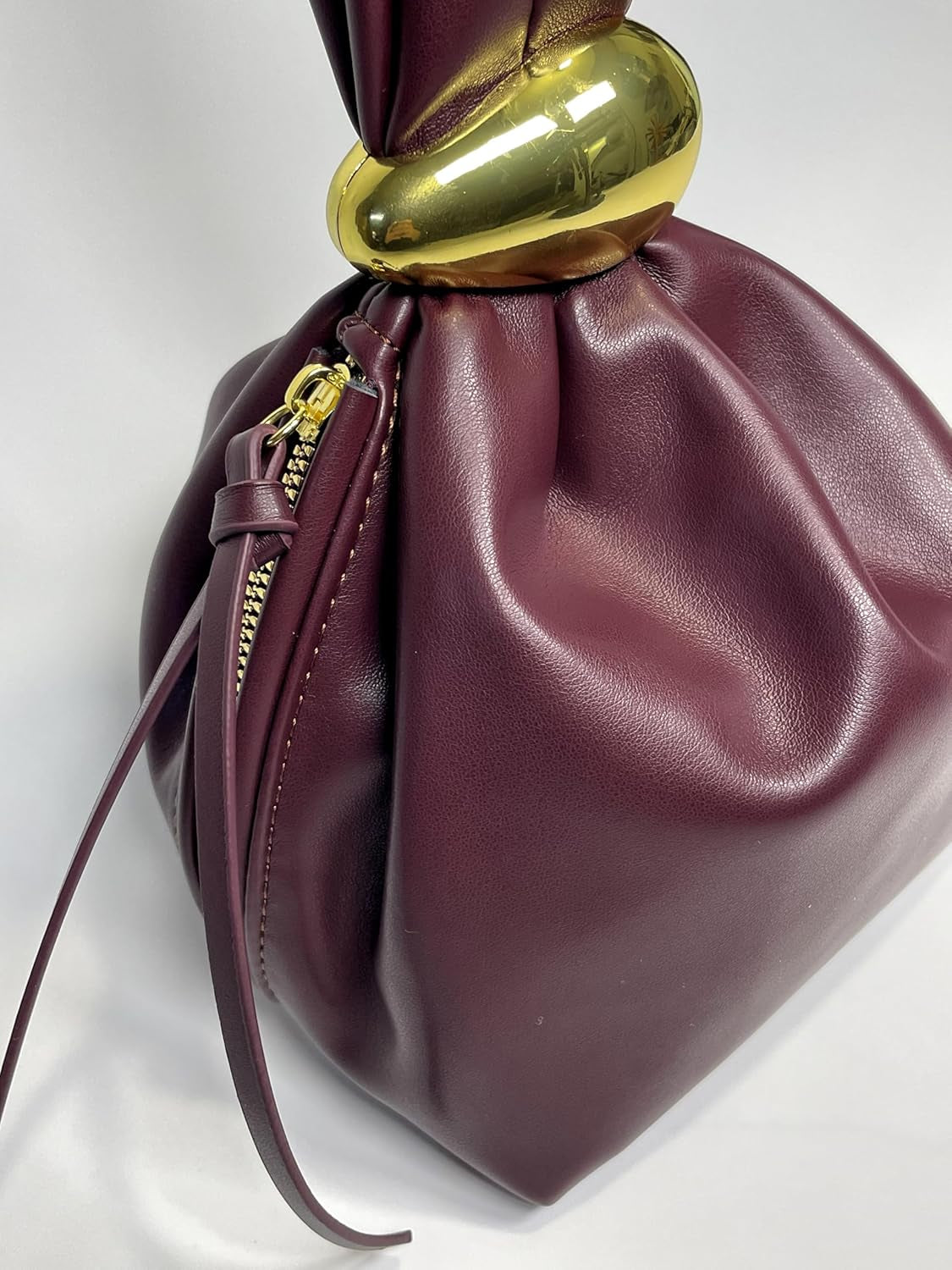Burgundy Clutch Purses Wristlet Handbag Knot Purse Tote Bag for Women