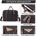 VASCHY Laptop Bag for Men, Vintage Canvas Water Resistant 15.6 Inch Messenger Bag Business Briefcase Shoulder Bag