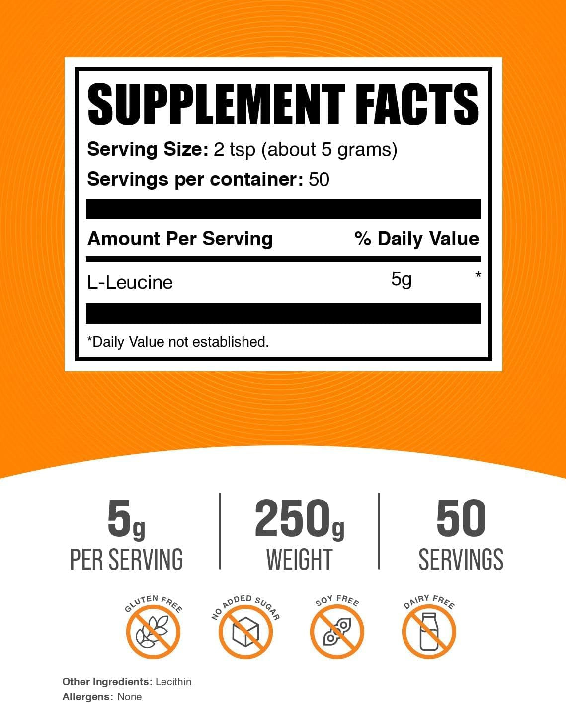 Bulksupplements.Com L-Leucine Powder - Leucine Supplements, BCAA Supplements - Amino Acid Powder, Unflavored, 5G per Serving, 250G (8.8 Oz) (Pack of 1)