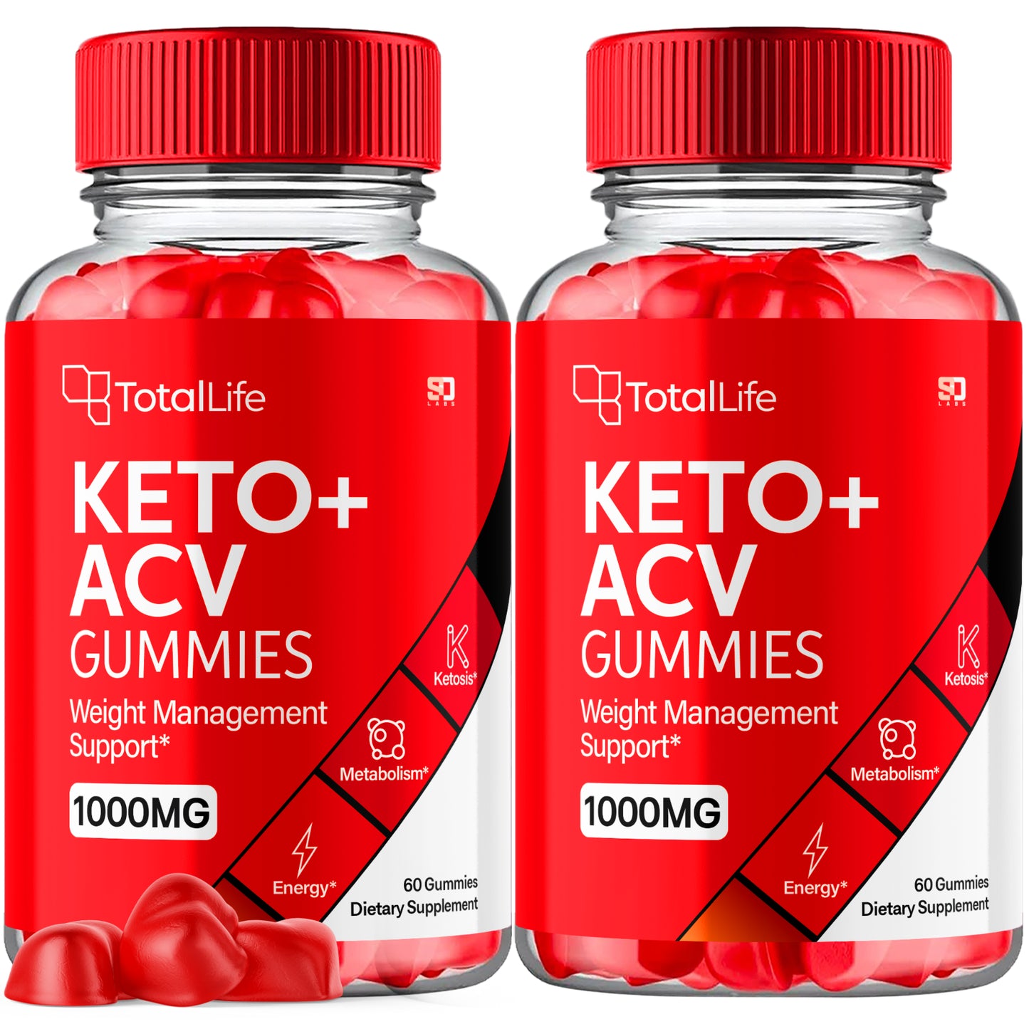 Total Life Keto ACV Gummies - All Natural Maximum Strength Keto Support (2 Pack)