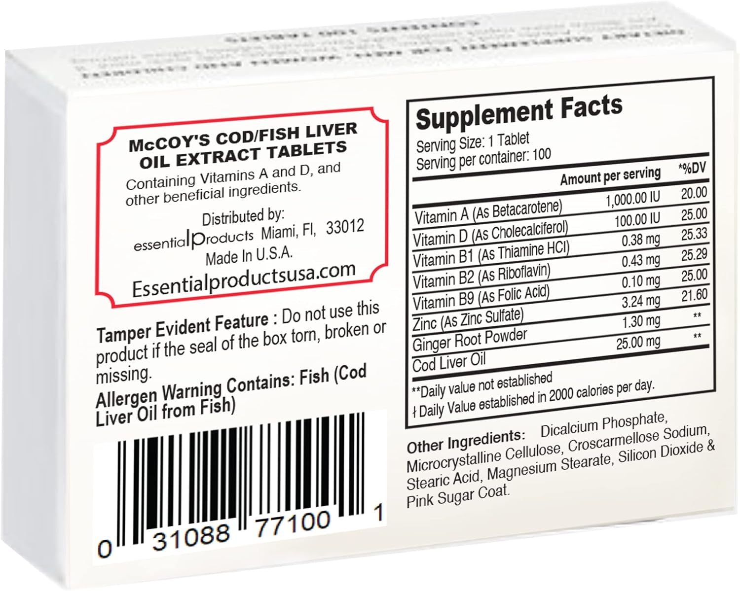 Mccoy Cod/Fish Liver Oil Extract Tablets 40