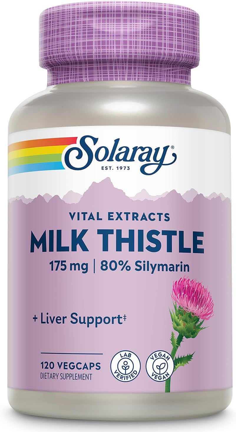 SOLARAY Milk Thistle Seed Extract 175Mg Antioxidant Intended to Help Support a Normal, Healthy Liver Non-Gmo & Vegan 120 Vegcaps