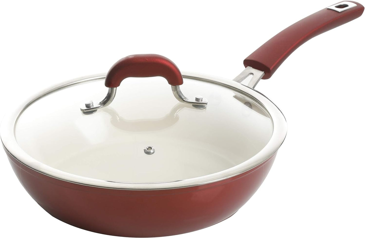 Kenmore Arlington Healthy Nonstick Ceramic Coated Forged Aluminum Induction Cookware, 12-Piece, Metallic Red