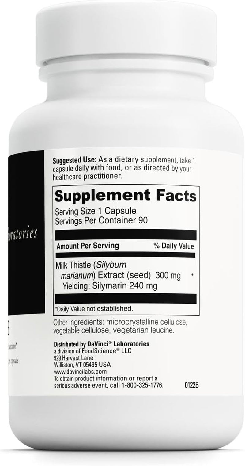 DAVINCI Labs Milk Thistle - Dietary Supplement to Support Liver Detoxification and Function, Kidney Health and Healthy Digestion* - with Milk Thistle and More - Gluten-Free - 90 Vegetarian Capsules