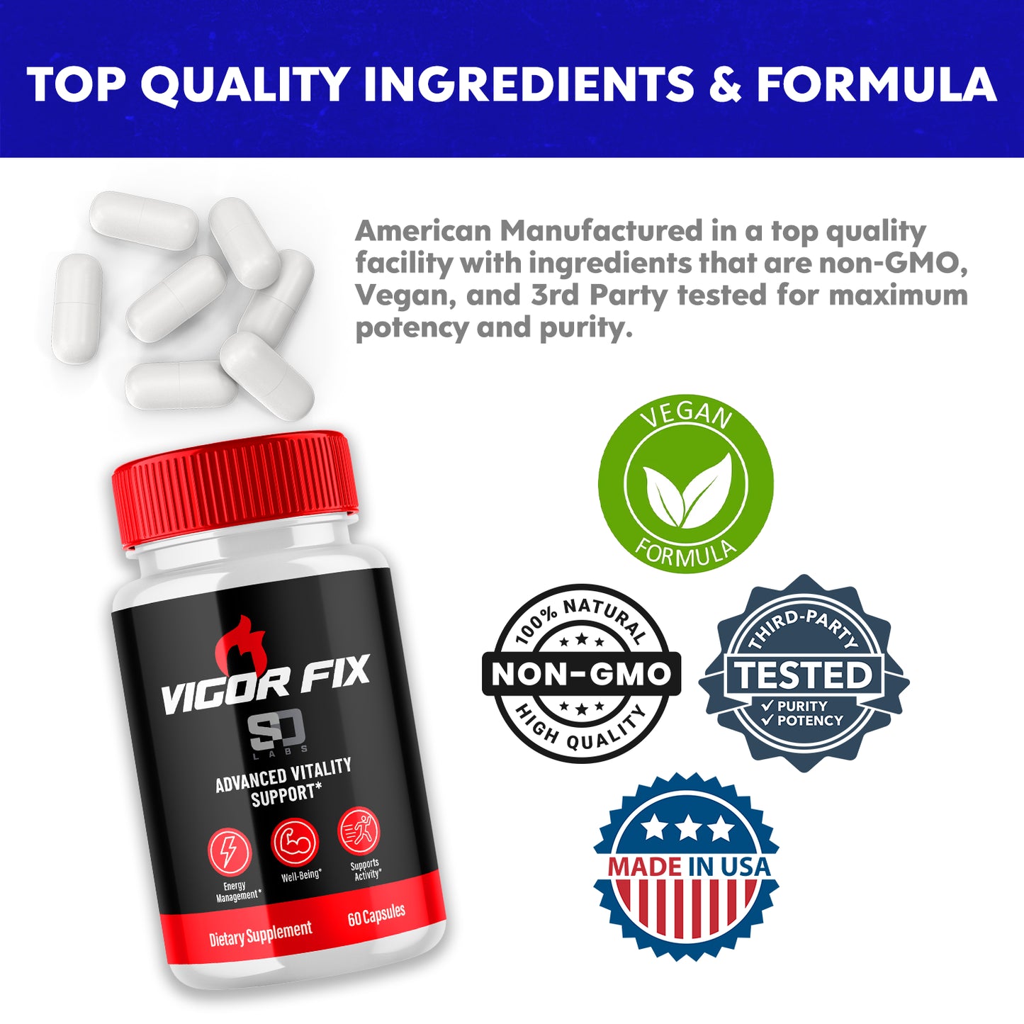 Vigor Fix Male Health Pills - Boost Masculine Vitality and Performance (1 Pack)