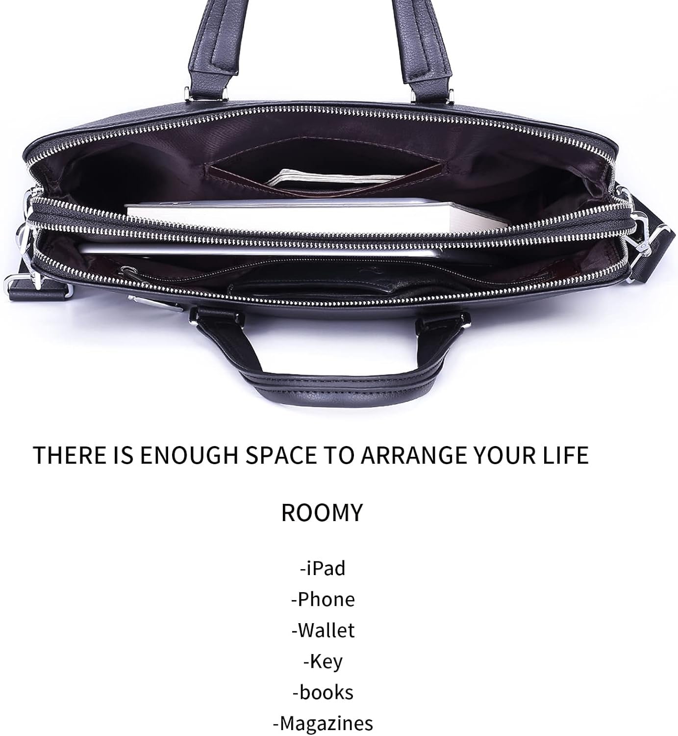 Fsd.Wg]Business Bag Leather Briefcase Shoulder Laptop Business Bag for Men