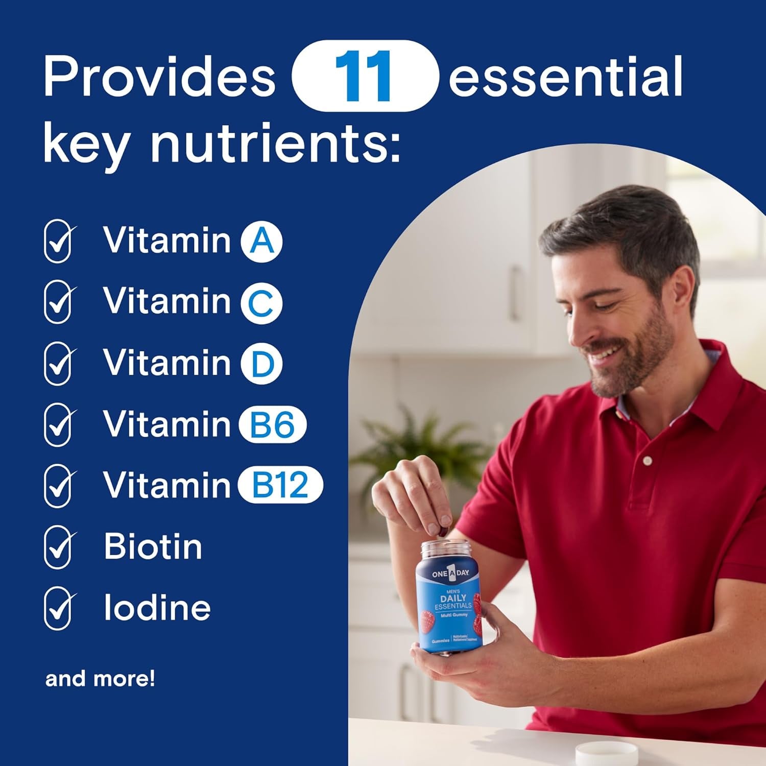 One a Day Men’S Daily Essentials Multivitamin Gummies, Multivitamin for Men, Bone Health, Zinc, Raspberry Natural Flavor, 120 Gummies