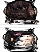 Women Patent Hobos Shiny Top-Handle Bags Chain Handbags Large Shoulder Bags for Ladies Sequin Purse
