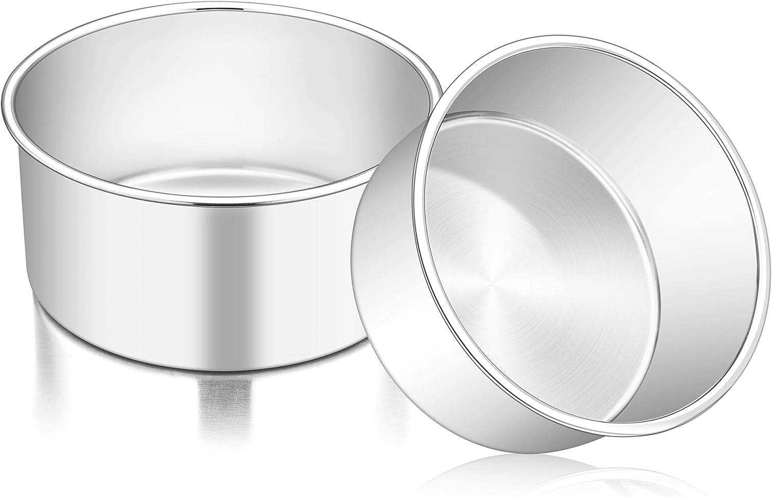 Teamfar 6 Inch Cake Pan, 6” X 3” Deep round Cake Pan Tier Baking Pans Set Stainless Steel, for Baking Steaming Serving, Healthy & Toxic Free, Deep & Straight Size, Oven & Dishwasher Safe - Set of 2