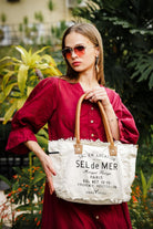 Upcycled Canvas Purses and Handbags, Upcycled Canvas Bags for Women, Handcrafted Sel De Mer Tote Bag, 13 Inches