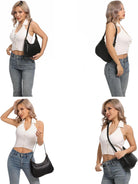Shoulder Handbags for Women Crossbody Woven Leather Tote Shoulder Bag Purse Hobo Lightweight with Zipper Adjustable Strap