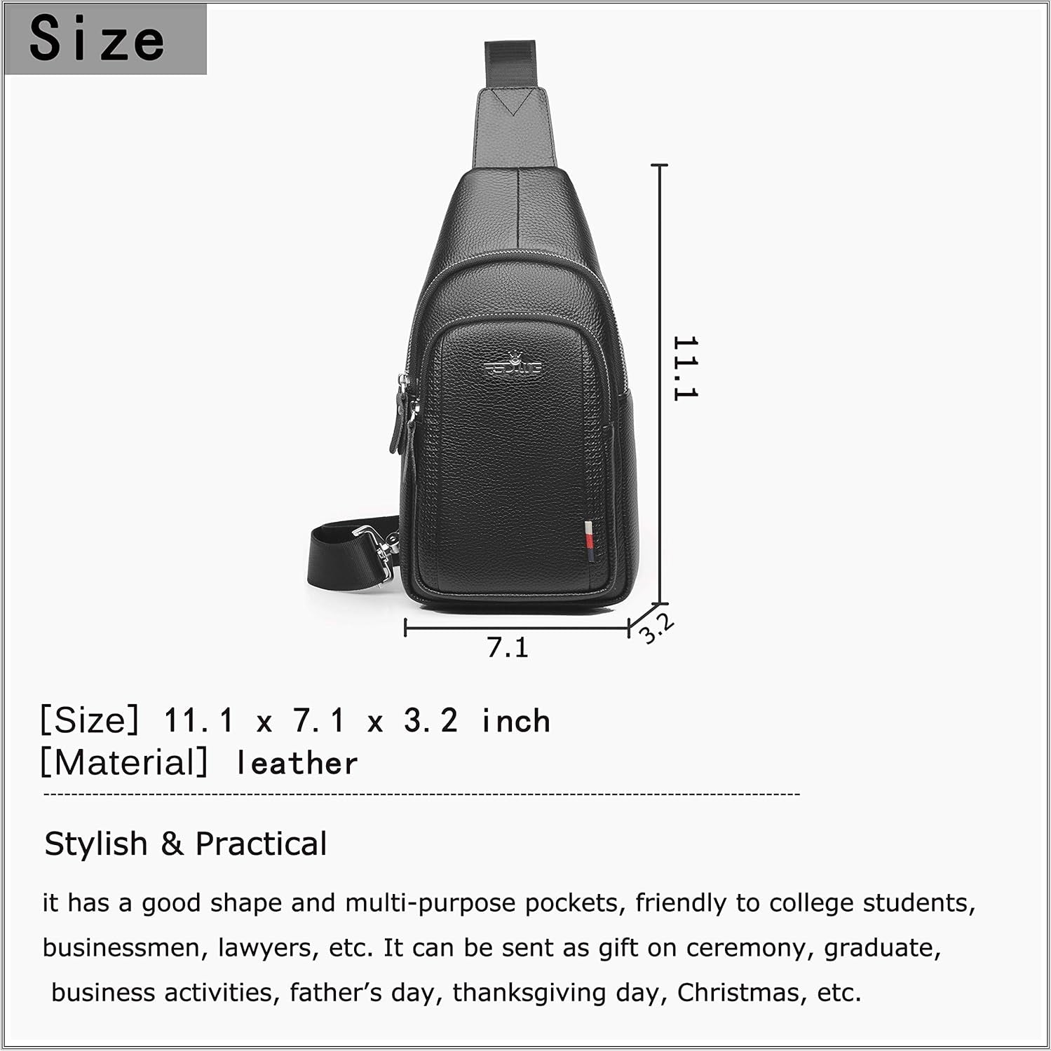 FSD.WG Sling Backpack for Men Chest Bag Crossbody Shoulder Bags Travel Bag Purse for Men with Water Resistant