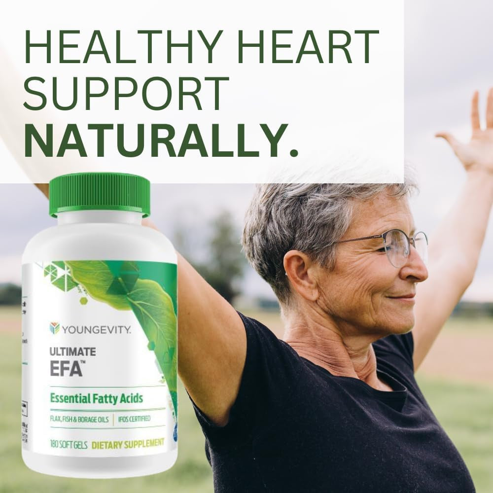Youngevity Ultimate EFA - Organic Source of Essential Fatty Acids | Omega 3, 6, & 9 | Made from Borage, Flax & Fish Oil | 180 Count (180 Count (Pack of 1))