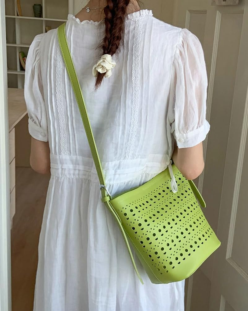 2 Pcs Slouchy Hollowed Hobo Bucket Bags Women PU Leather Underarm Shoulder Bag Crossbody Purse Beach Tote Handbag
