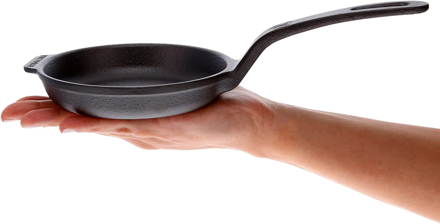 Victoria 4-Inch Cast Iron Skillet, Pre-Seasoned Cast Iron Frying Pan with Long Handle, Made in Colombia