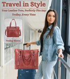 17-Inch Large Leather Tote Bag for Women Genuine Brown Leather Laptop Bag with Zipper Professional Briefcase, Computer Tote for Work, Business, Travel, & Daily Use