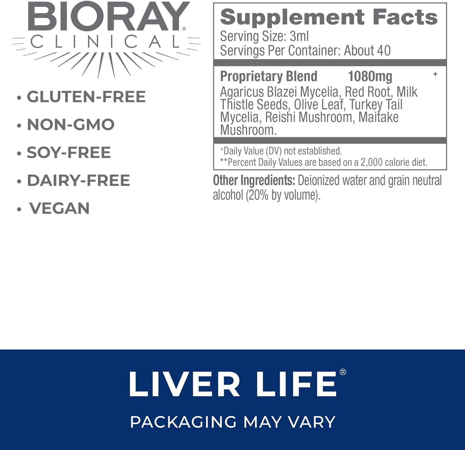 BIORAY Clinical Liver Life - 4 Fl Oz - Strengthens Liver Structure & Function - Non-Gmo, Vegetarian, Gluten Free
