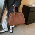 Suede Vintage Tote Bag for Women,Large Capacity Fashion Retro Shoulder Satchel,Adjustable Strap Faux Leather Top Crossbody
