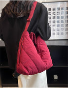 Puffer Tote Bag Women Quilted Shoulder Crossbody Handbag Lattice Nylon Padded Cotton Puffy Purse Casual Satchel