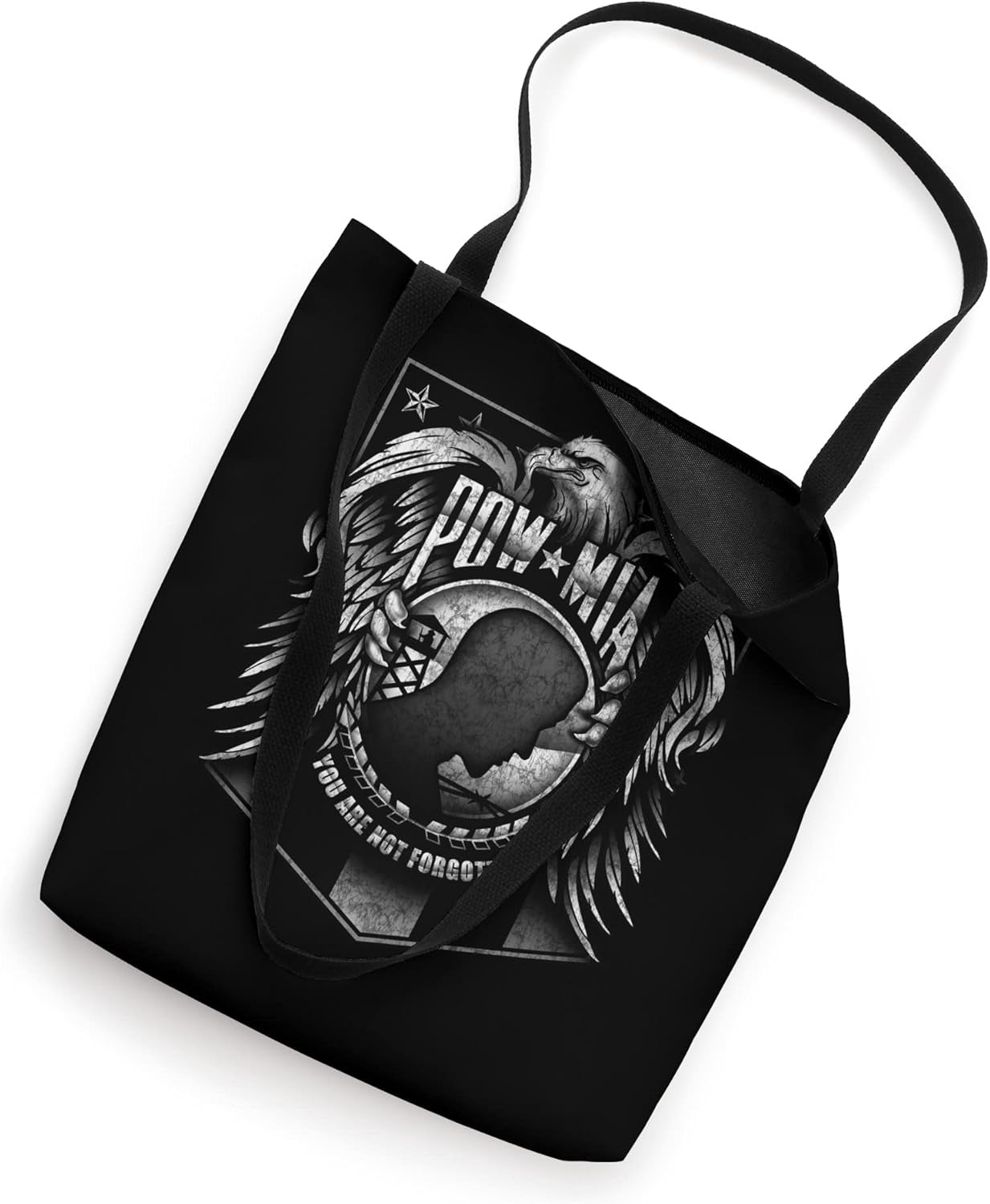 US Military POW MIA You Are Not Forgotten Shield with Eagle Tote Bag