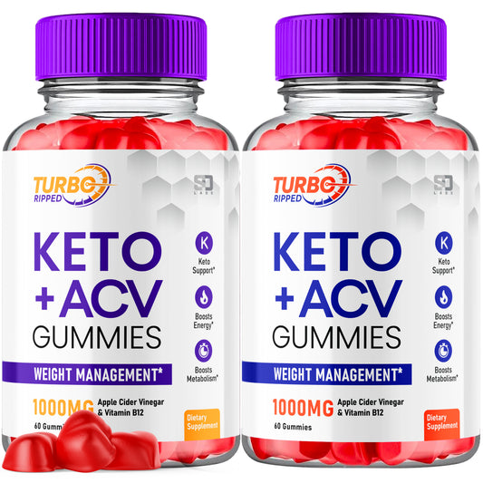 Turbo Ripped Keto ACV Gummies Supports Weight Management & Energy (2 Pack)