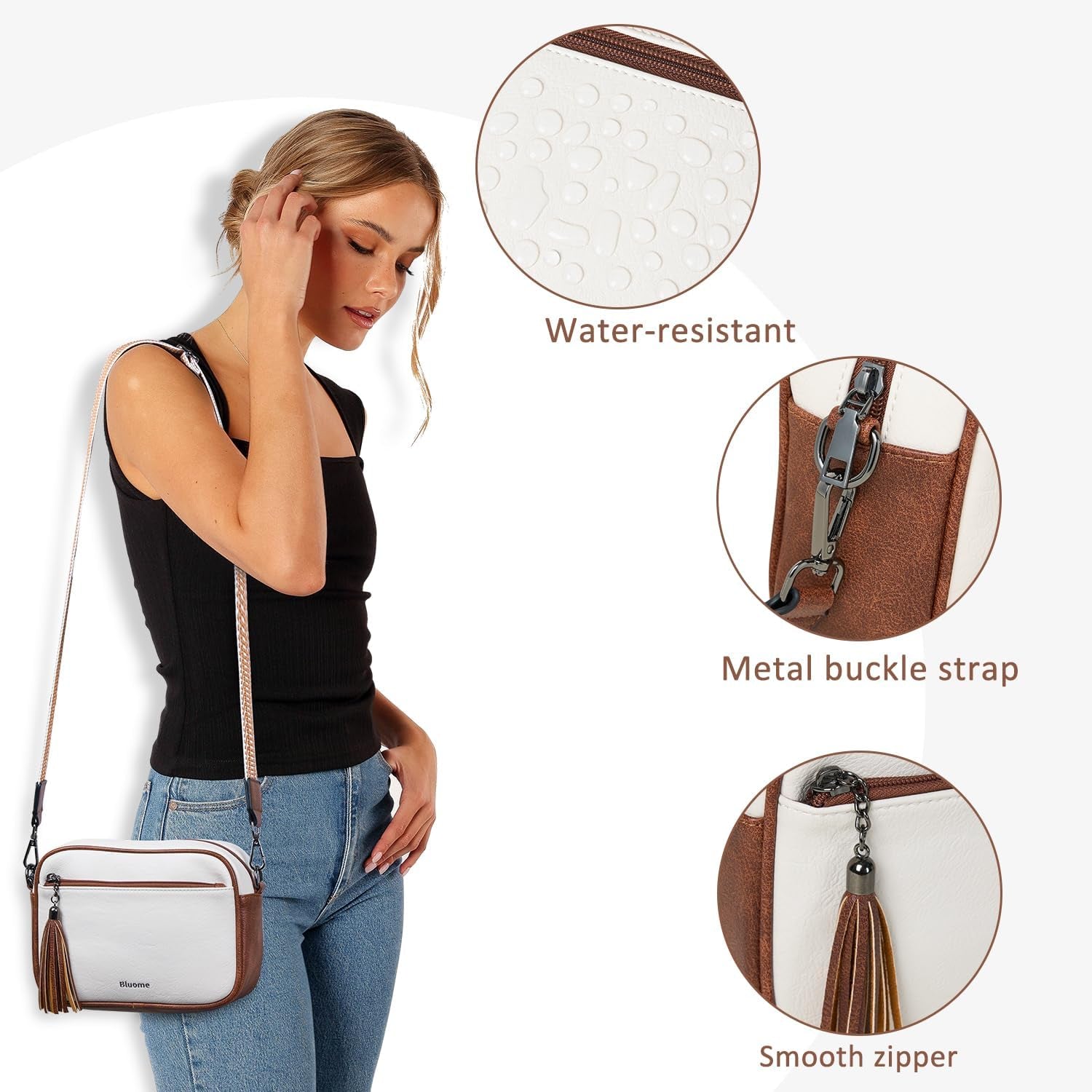Bluome Small Crossbody Purse for Women – Multi Pocket Travel Purses Crossbody Bag Shoulder Handbags with Adjustable Strap